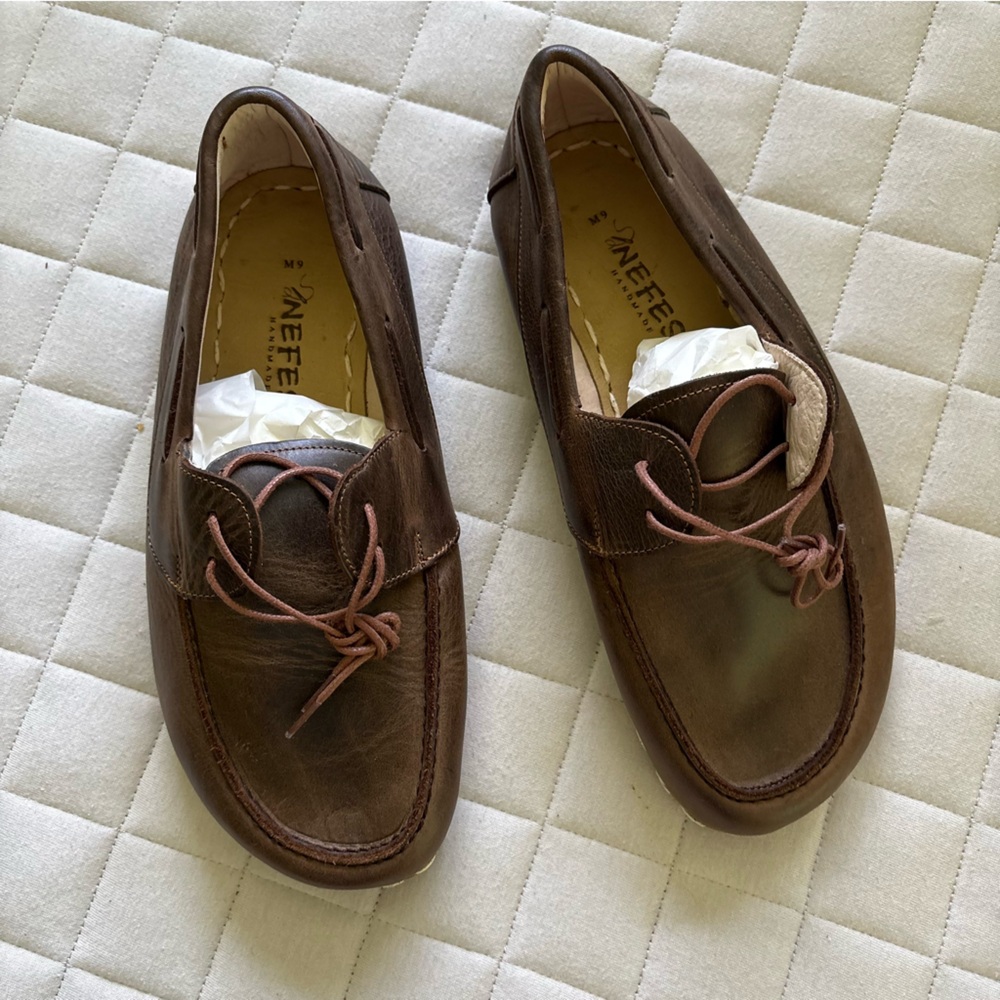 Nefes Men’s Grounding Classic Brown Suede Loafers with Copper